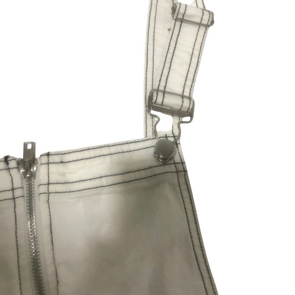 White Overall Pinafore Dress | Adjustable Straps | Denim Pinafore Jumper Dress - Picture 8 of 16